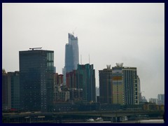 View of central Guangzhou from a bridge above Pearl River. 